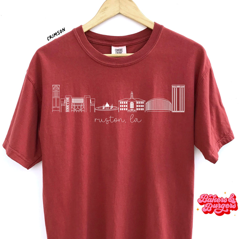 Louisiana Tech Icons - Red Comfort Colors Tee/ Crew – Bakers and Burgers