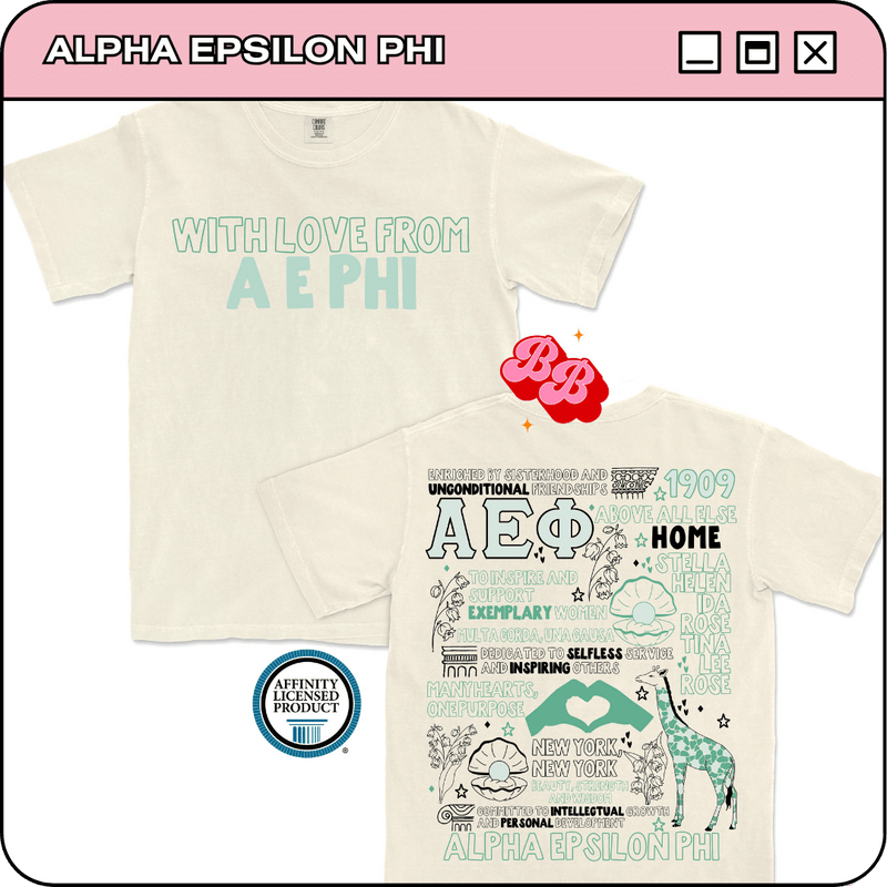 With Love from A E Phi - Ivory Comfort Colors Tee