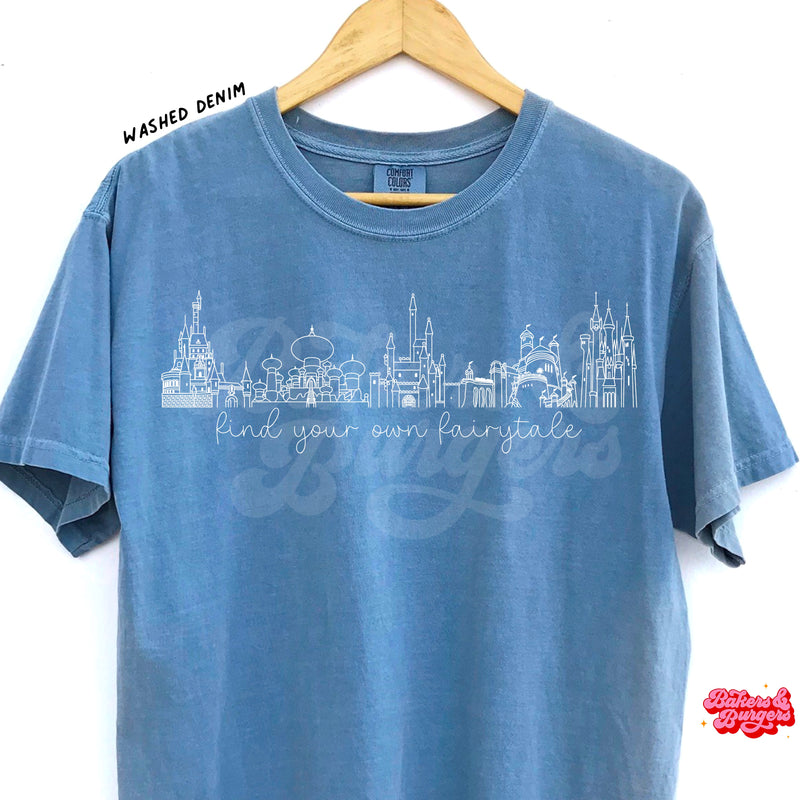 Find Your Own Fairytale Icons - Blue Comfort Colors Tee