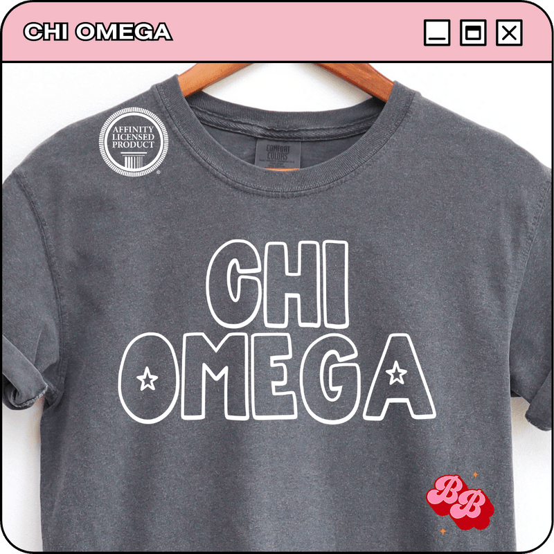 Star of Greek Row: Chi Omega - Iconic Puff Comfort Colors Tee