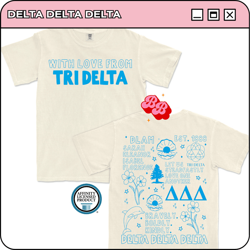 With Love from Tri Delta - Ivory Comfort Colors Tee