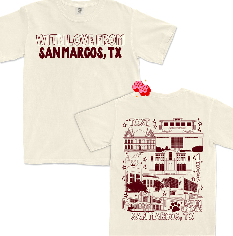 With Love from San Marcos, TX - Ivory Comfort Colors Tee