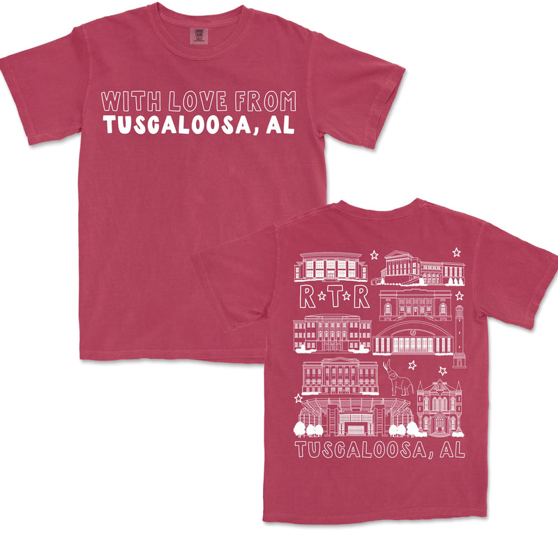 With Love from Tuscaloosa, AL - Brick Comfort Colors Tee