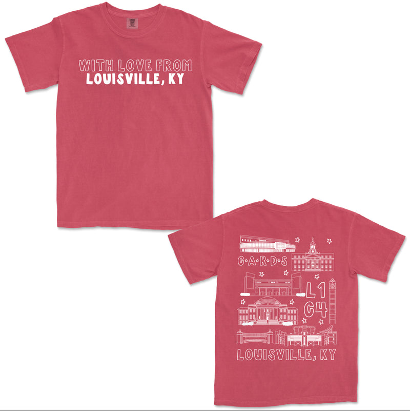 With Love from Louisville, KY - Crimson Comfort Colors Tee