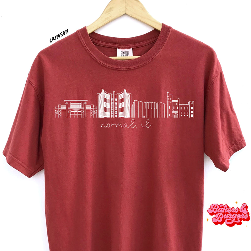 Illinois State Icons - Red Comfort Colors Tee/ Crew
