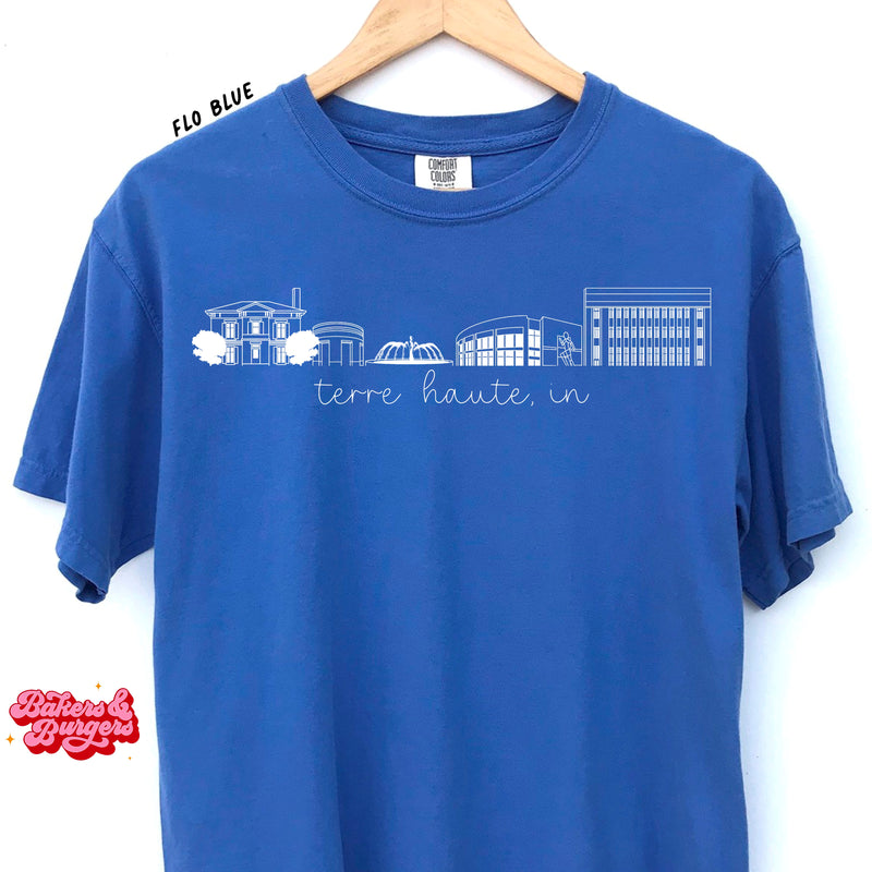 Indiana State Icons - Blue Comfort Colors Tee/ Crew