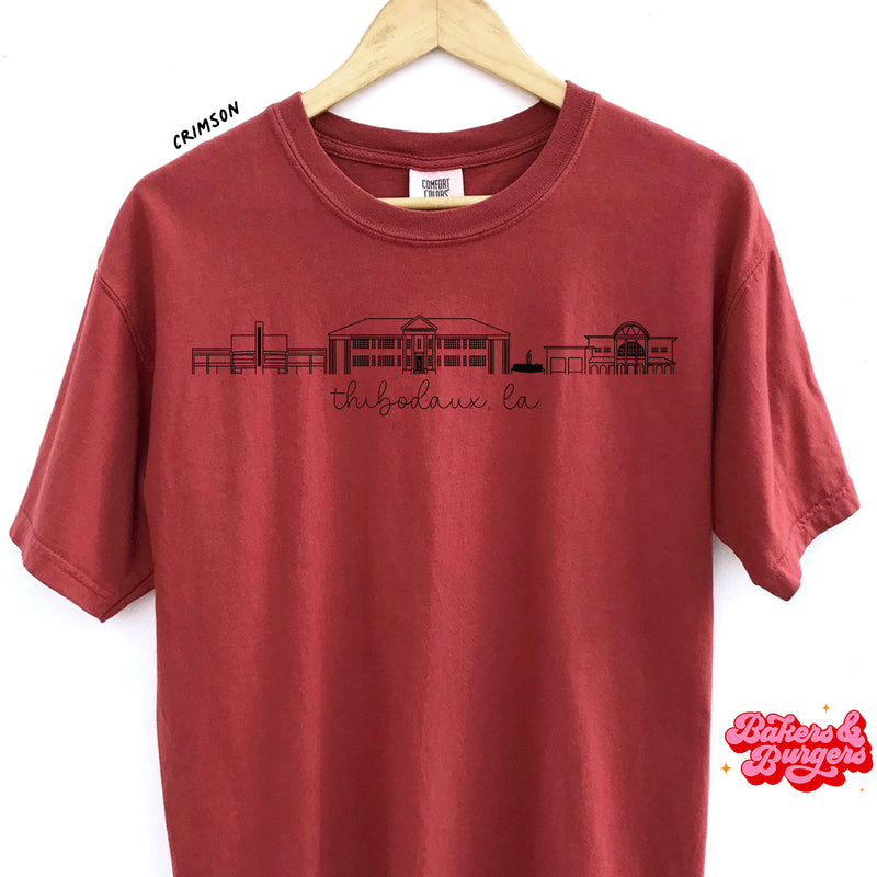 Nicholls State Icons - Red Comfort Colors Tee/ Crew