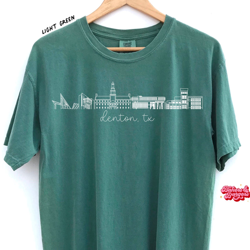 North Texas Icons - Green Comfort Colors Tee/ Crew