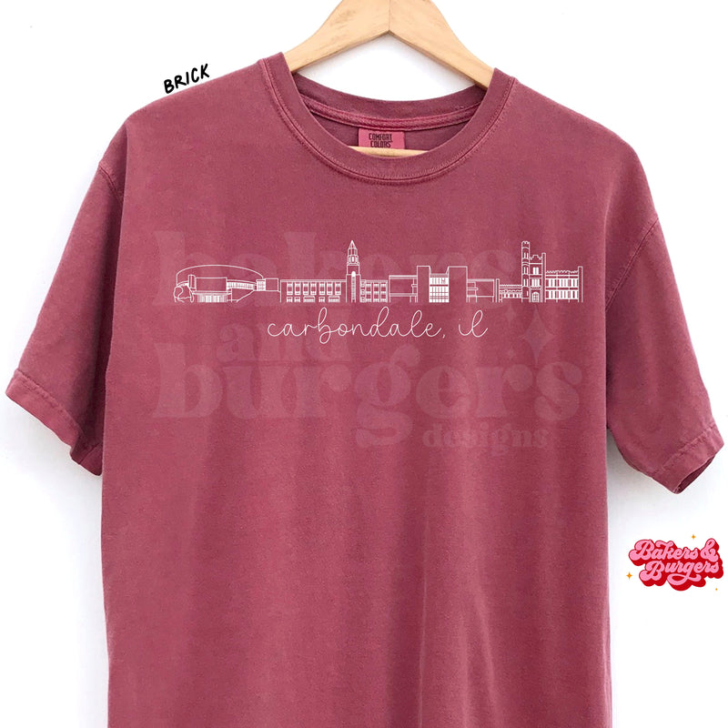 Southern Illinois Carbondale Icons - Brick Comfort Colors Tee/ Crew