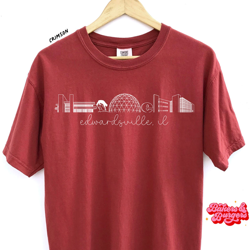 Southern Illinois Edwardsville Icons - Red Comfort Colors Tee/ Crew