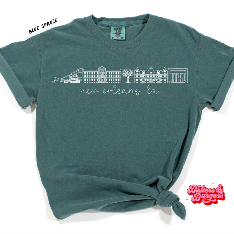 Tulane Icons - Green Comfort Colors Tee