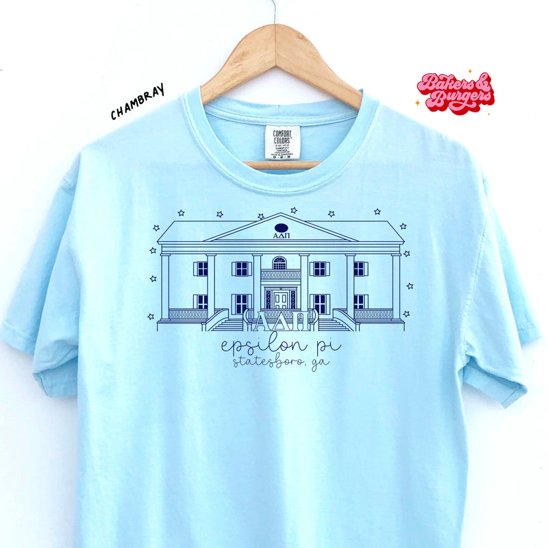 Alpha Delta Pi Epsilon Pi Icons - Light Blue Comfort Colors Tee