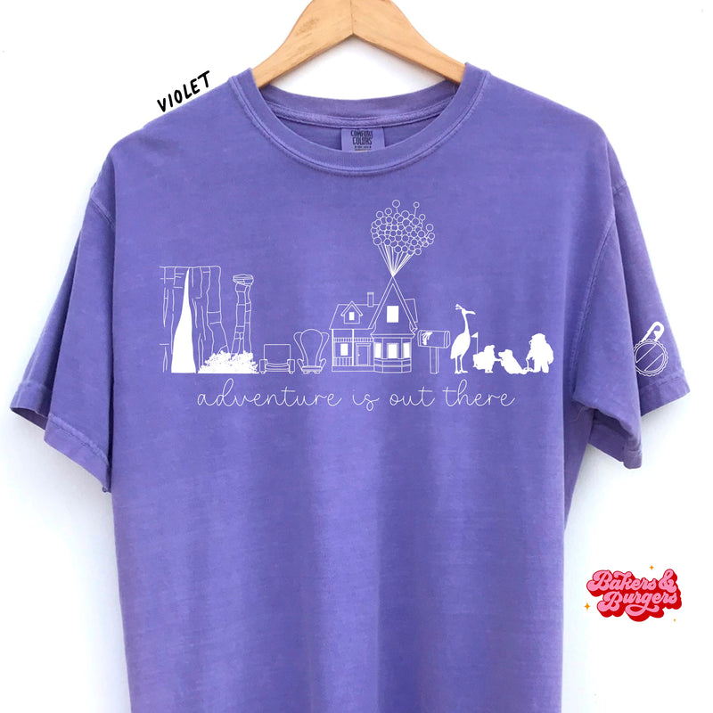 Adventure is Out There Icons - Purple Comfort Colors Tee