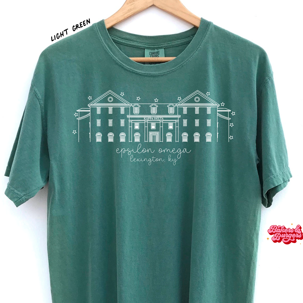 Kappa Delta Epsilon Omega Icons Light Green Comfort Colors Tee