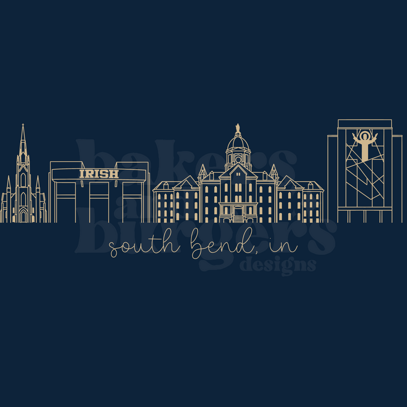 Notre Dame Icons - Navy Comfort Colors Tee/ Crew