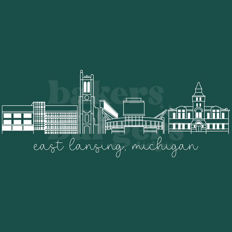Michigan State Icons - Green Comfort Colors Tee